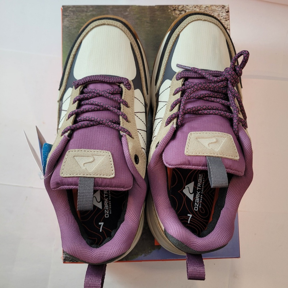 Ozark Trail Hiking Shoes Womens 7 Waterproof Low Top Beige Purple WMOT25GX001 - Picture 8 of 9